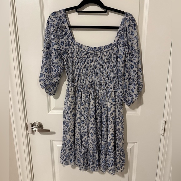 Blue Floral Long Sleeve Dress - Picture 1 of 2
